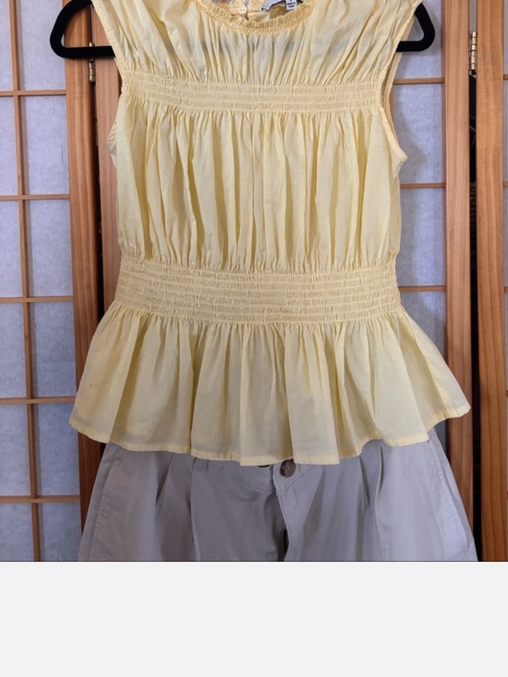 Joe Light Yellow Smocked Peplum Women's Top